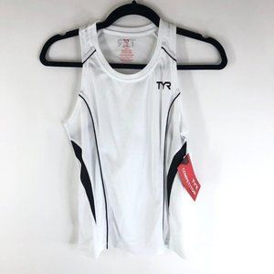 TYR Womens Competitor Tank Top Mesh Athletic Triathalon Running White M